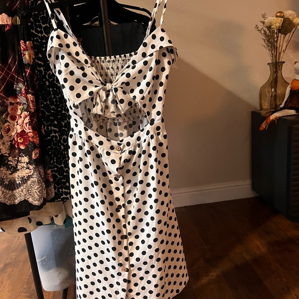 Polka Dot Cutout Dress